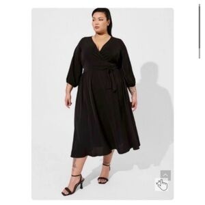TORRID Black Wrap Midi Dress